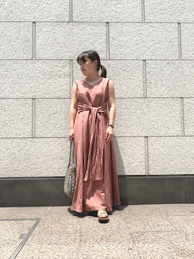 「RODE SKO（ロデスコ）のMARIA タッセルペーパーショルダー（ショルダーバッグ）」を使った、maho.さん（レディース・156cm）の夏コーディネート