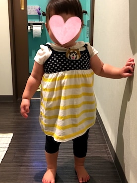 「GAP（ギャップ）のアイテム（チュニック）」を使った、ちゃんちいちゃんさん（キッズ・80cm）の春コーディネート