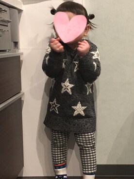 「GAP（ギャップ）のアイテム（チュニック）」を使った、ちゃんちいちゃんさん（キッズ・80cm）の春コーディネート