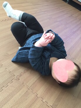 「GAP（ギャップ）のアイテム（チュニック）」を使った、ちゃんちいちゃんさん（キッズ・70cm）の春コーディネート