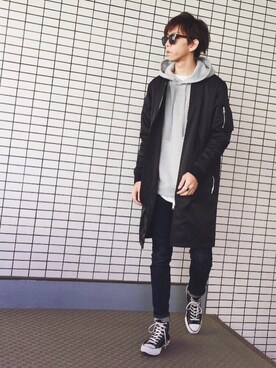 「EMODA（エモダ）のアイテム（MA-1）」を使った、ヤマダ コウキさん（メンズ・178cm）の冬コーディネート