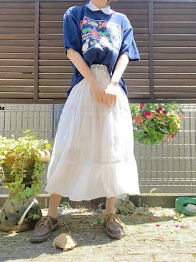 「JERZEES（ジャージーズ）のアイテム」を使った、　まるすけさん（レディース・170cm）の夏コーディネート