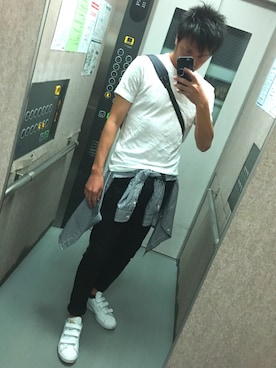 「GAP（ギャップ）のアイテム（Tシャツ/カットソー、ホワイト系）」を使った、hirokiさん（メンズ・176cm）の春コーディネート