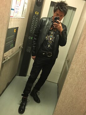 「ライブ」｜「アイテム（ライダースジャケット）」を使った、hirokiさん（メンズ・176cm）の秋コーディネート