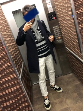 「UNITED ARROWS（ユナイテッドアローズ）のアイテム（マフラー）」を使った、hirokiさん（メンズ・176cm）の冬コーディネート