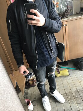 「GOSTAR DE FUGA（ゴスタール ジフーガ）のアイテム（MA-1）」を使った、kouta_yanoさん（メンズ・171cm）の冬コーディネート