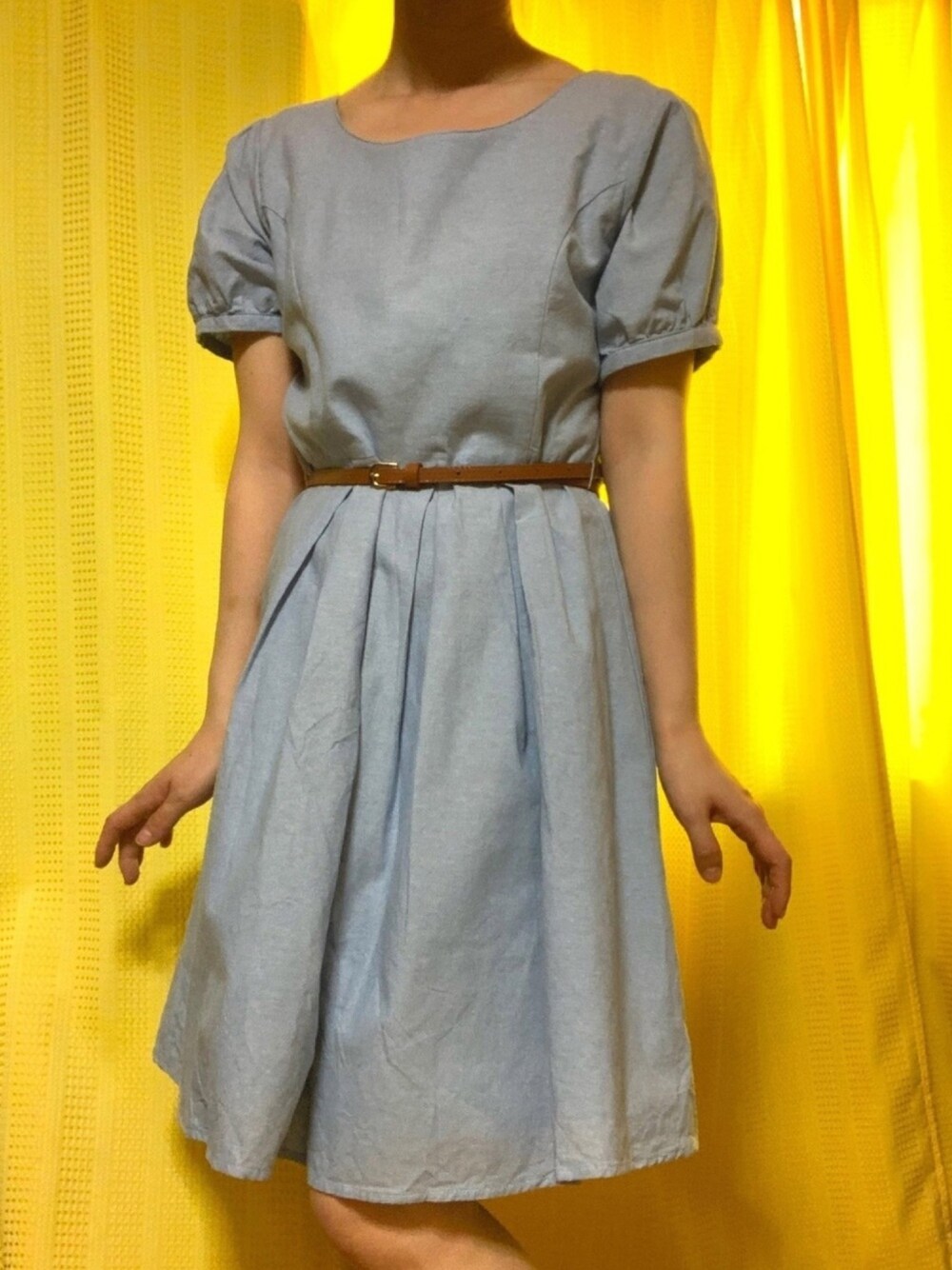 「ワンピース、プチプラ、夏コーデ、おしゃれさんと繋がりたい」｜「no brandのアイテム（ワンピース/ドレス、ブルー系）」を使った、まこめしさん（レディース・149cm）の夏コーディネートの1枚目の写真