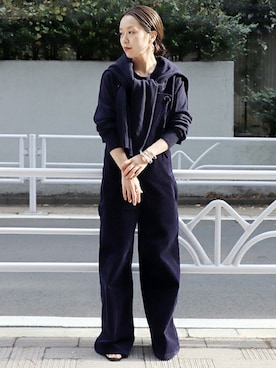 「plage（プラージュ）のCorduroy サロペット◆（サロペット/オーバーオール）」を使った、midoriさん（レディース・152cm）の冬コーディネート