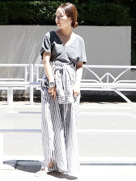 「アイテム（シャツワンピース）」を使った、midoriさん（レディース・152cm）の夏コーディネート