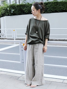 「肌見せ」｜midoriさん（レディース・152cm）の夏コーディネート