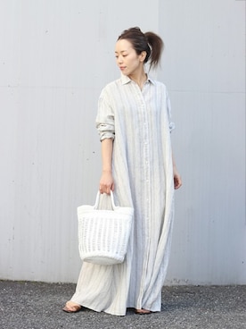 「リネンワンピース」｜midoriさん（レディース・152cm）の冬コーディネート