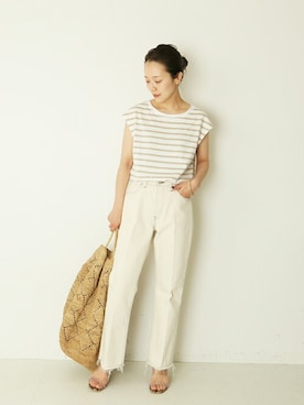 「plage（プラージュ）のアイテム（デニムパンツ）」を使った、midoriさん（レディース・152cm）の春コーディネート