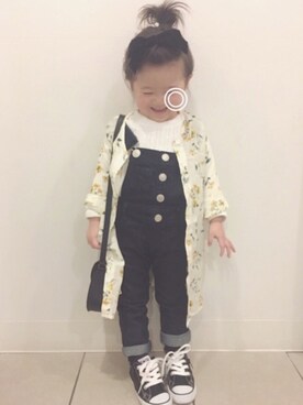 「ガウン」｜「アイテム（オールインワン・サロペット）」を使った、rii_さん（キッズ・90cm）の冬コーディネート