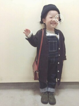 「コーディガン」｜「アイテム（オールインワン・サロペット）」を使った、rii_さん（キッズ・90cm）の秋コーディネート