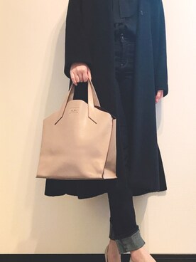 「ネイビーコーデ」｜「アイテム（その他アウター）」を使った、.suzuさん（レディース・162cm）の冬コーディネート