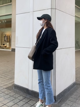 「韓国好きな人と繋がりたい」｜「アイテム（キャップ）」を使った、ふーかさん（レディース・164cm）の春コーディネート