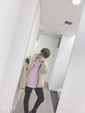 「OY（オーワイ）のアイテム（スウェット、ピンク系）」を使った、rim@「低身長ってやつ」さん（メンズ・160cm）の春コーディネート