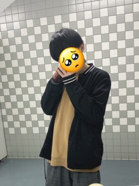 「しまむら（シマムラ）のアイテム（ジャケット/アウター、ブラック系）」を使った、rim@「低身長ってやつ」さん（メンズ・160cm）の春コーディネート