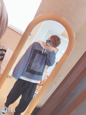 「DOOPZ（ドープス）のアイテム（スウェット、ブルー系）」を使った、rim@「低身長ってやつ」さん（メンズ・160cm）の春コーディネート