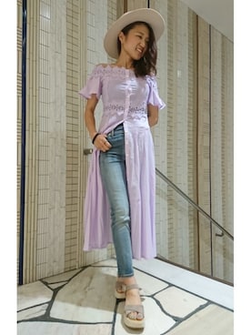 「DRWCYS（ドロシーズ）のアイテム（サンダル）」を使った、ARISAさん（レディース・160cm）の夏コーディネート