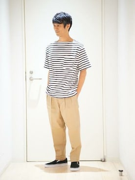 「アイテム（スリッポン）」を使った、sugiyaさん（メンズ・171cm）の春コーディネート