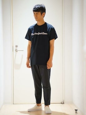 「アイテム（スリッポン）」を使った、sugiyaさん（メンズ・171cm）の夏コーディネート