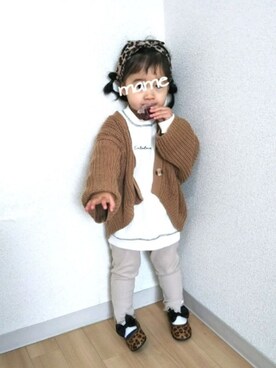 「apres les cours（アプレレクール）のアイテム（その他シューズ）」を使った、まめタソさん（キッズ・80cm）の冬コーディネート