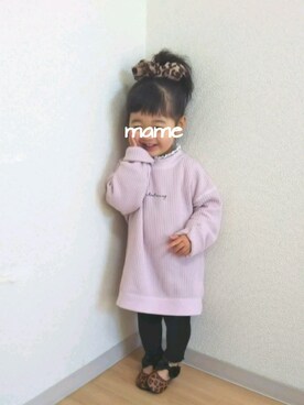 「apres les cours（アプレレクール）のアイテム（その他シューズ）」を使った、まめタソさん（キッズ・80cm）の冬コーディネート