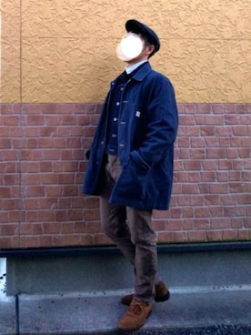 「やっぱりストリートが好き」｜「アイテム（ハンチング/ベレー帽）」を使った、おとうニャンさん（メンズ・165cm）の秋コーディネート