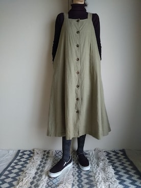 「リブニット」｜「アイテム（スリッポン）」を使った、MaruKaさん（レディース・165cm）の春コーディネート