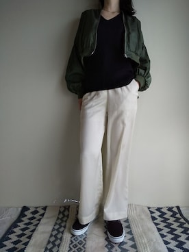「moussy」｜「アイテム（スリッポン）」を使った、MaruKaさん（レディース・165cm）の春コーディネート