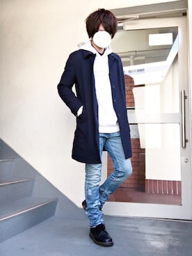 「Dr. Martens（ドクターマーチン）のDr.Martens VINTAGE1461（ブーツ）」を使った、n.y.a h.h さん（メンズ・165cm）の冬コーディネート