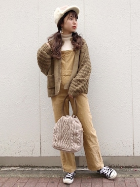 「mline（エムライン）のアイテム（オールインワン・サロペット）」を使った、ねねさん（レディース・155cm）の冬コーディネート