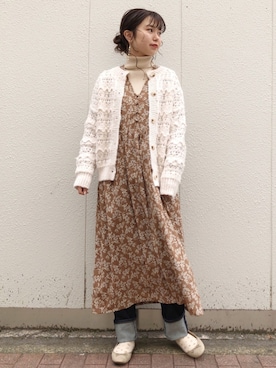 「アイテム（バレエシューズ）」を使った、ねねさん（レディース・155cm）の冬コーディネート