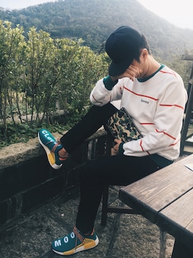 「Bape」｜「アイテム（スウェット）」を使った、Bluefishyさん（メンズ・173cm）の春コーディネート