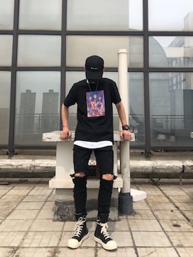 「ro（ロー）のアイテム」を使った、几鱼さん（メンズ・190cm）の春コーディネート