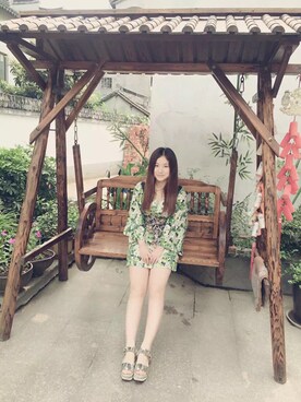 「アイテム（浴衣、グリーン系）」を使った、亲爱的小桶さん（レディース・156cm）の冬コーディネート