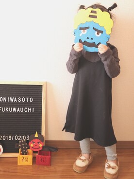 「節分」｜「アイテム（ワンピース/ドレス）」を使った、RLさん（キッズ・90cm）の冬コーディネート