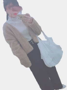 「フリルトート」｜「アイテム（ジャケット/アウター）」を使った、はっぴーさん（レディース・162cm）の秋コーディネート