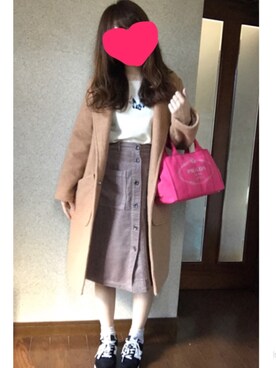 「CECIL McBEE（セシルマクビー）のアイテム（チェスターコート）」を使った、ate ➵♡さん（レディース・155cm）の冬コーディネート