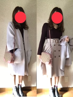 「UNIQLO（ユニクロ）のメリノブレンドベルスリーブセーター（長袖）（ニット/セーター）」を使った、ate ➵♡さん（レディース・155cm）の冬コーディネート