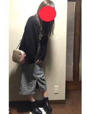 「UNIQLO（ユニクロ）のメリノブレンドベルスリーブセーター（長袖）（ニット/セーター）」を使った、ate ➵♡さん（レディース・155cm）の冬コーディネート