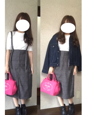 「ゴアブーツ」｜「アイテム（ジャケット/アウター）」を使った、ate ➵♡さん（レディース・155cm）の秋コーディネート