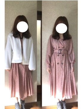 「レトロワンピース」｜「アイテム（ブルゾン）」を使った、ate ➵♡さん（レディース・155cm）の秋コーディネート