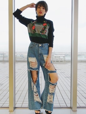 南明奈さん（レディース・160cm）の冬コーディネート