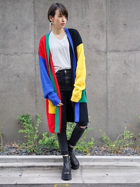 「UNIF（ユニフ）のアイテム（ブーツ）」を使った、南明奈さん（レディース・162cm）の春コーディネート