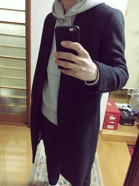 「シンプル」｜「アイテム（パーカー）」を使った、かずさん（メンズ・175cm）の冬コーディネート