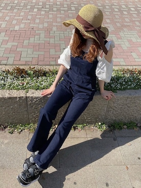 「Heather（ヘザー）のアイテム（サロペット/オーバーオール）」を使った、HARUKIさん（レディース・157cm）の春コーディネート
