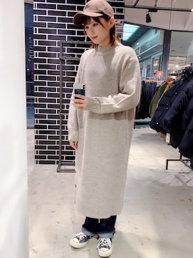 「SEVENDAYS=SUNDAY（セブンデイズサンデイ）のアイテム（キャップ）」を使った、SERINAさん（レディース・158cm）の冬コーディネート