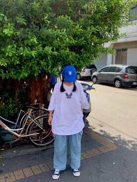 「WOOALONG（ウアロン）のアイテム」を使った、黃瑋さん（レディース・156cm）の春コーディネート